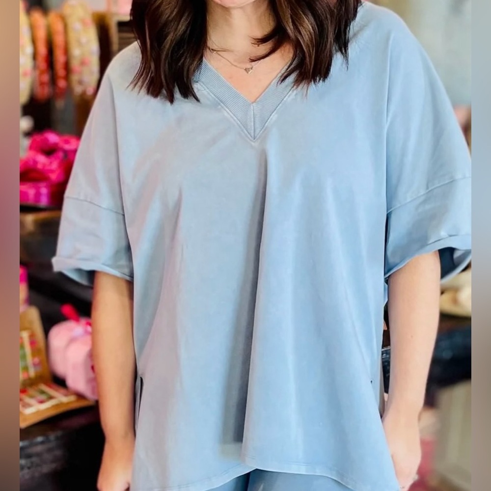 light blue oversized t